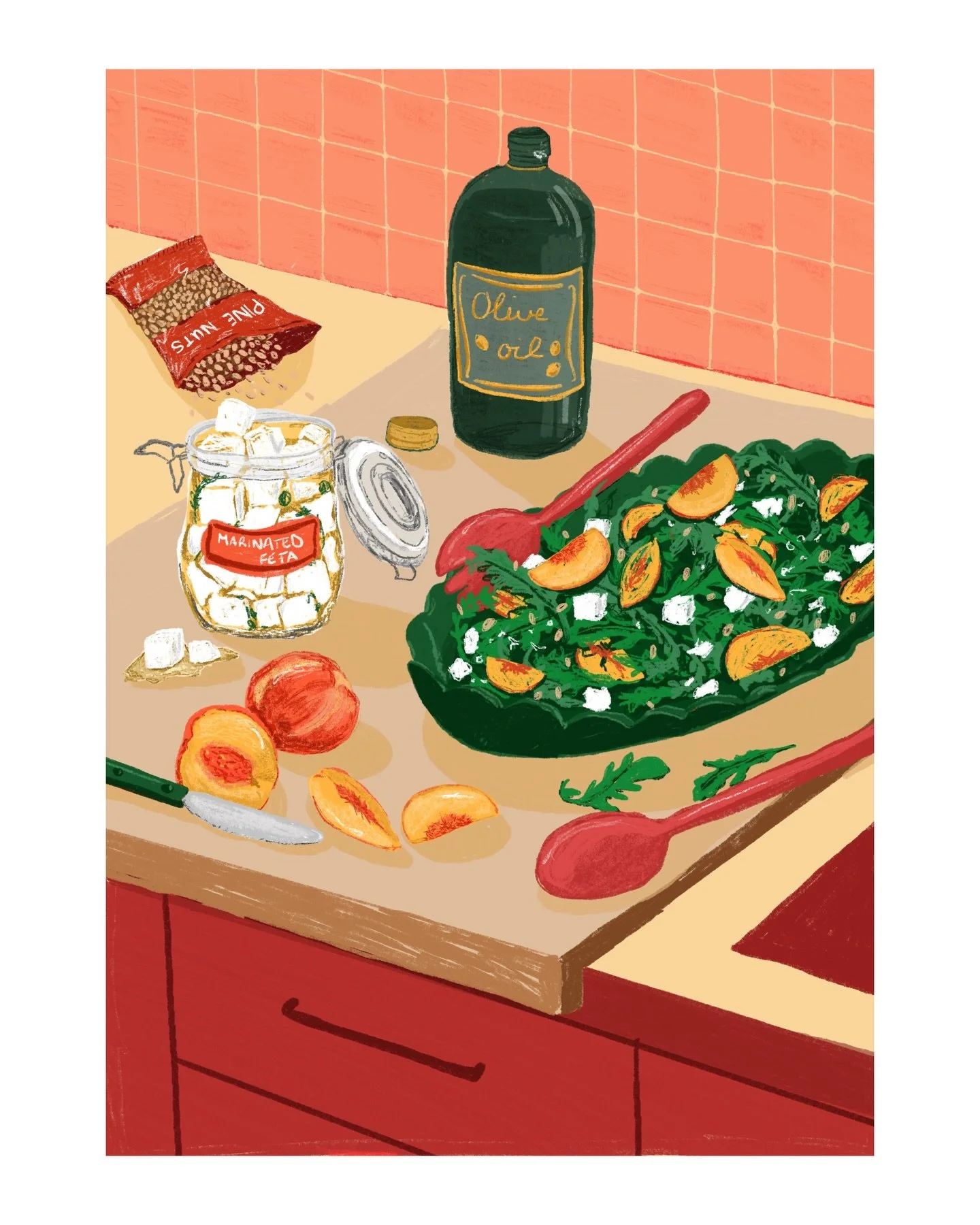 Peachy Feta &amp; Rocket Salad making 🥗 No.2 release from my Kitchen Bench Series ✨