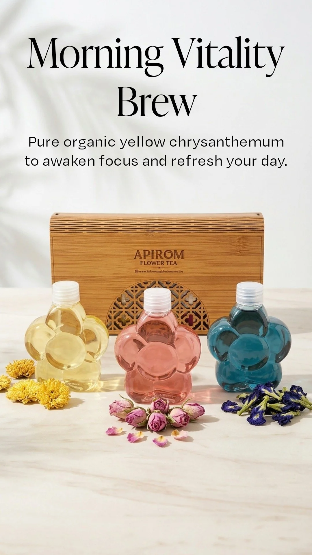 The timeless Elixir collection: Wooden set
Mornig ritual, Anti-aging, Longevity
1 box 3เวลาที่ดีต่อชีวิตในวันที่หนักๆของคุณให้ผ่อนคลายและอายุยืนยาวมากยิ่งขึ้น 
#tisanetea #flowertea #apiromflowertea #longevityritual #woodengiftset