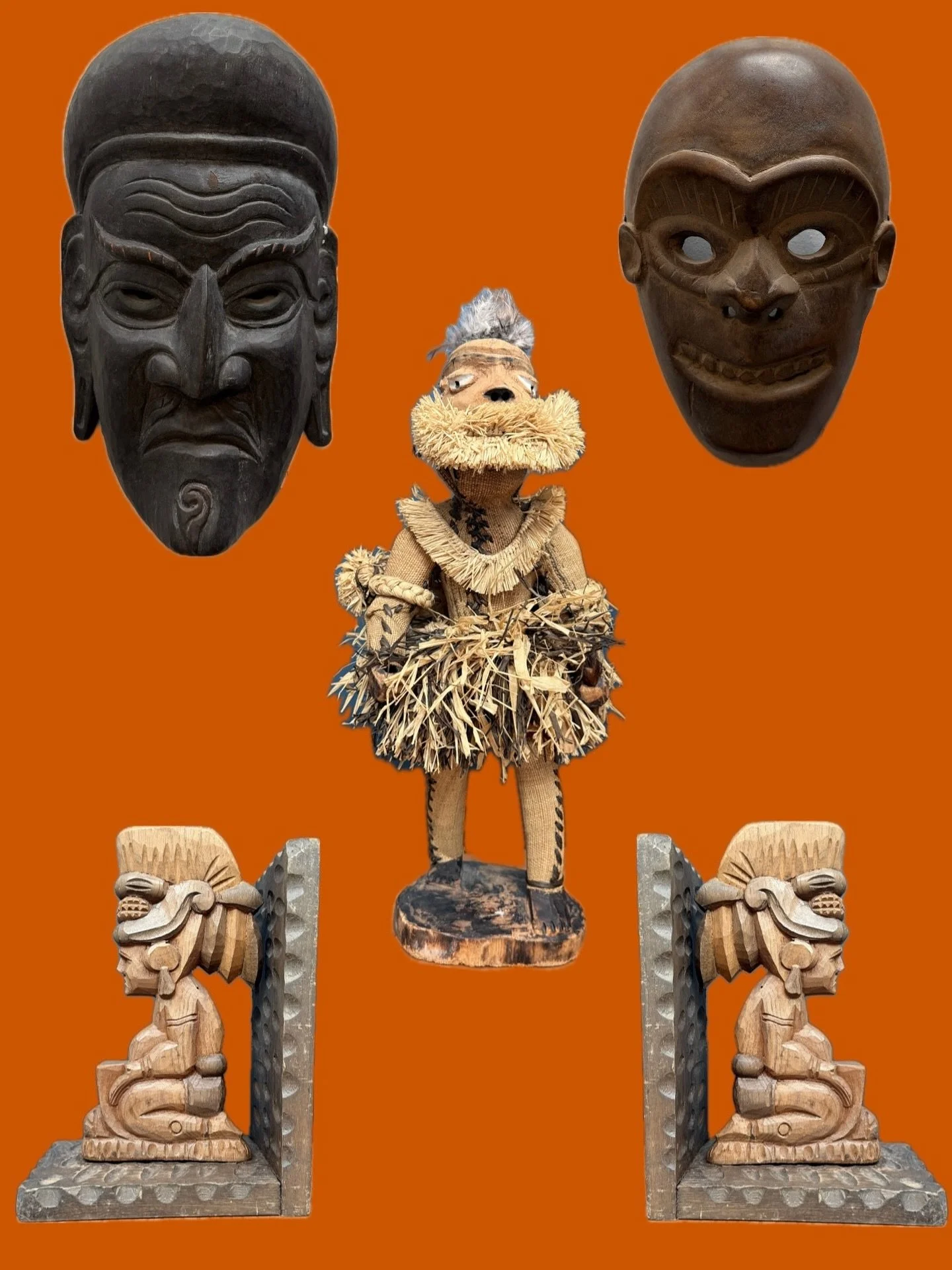 New arrivals with presence and personality.
A striking mix of carved masks, figures, and bookends. Each piece telling its own story through form and craft. Now available in the shop.

#VintageDecor #CarvedWood #FolkArt #EclecticInteriors #VintageFind