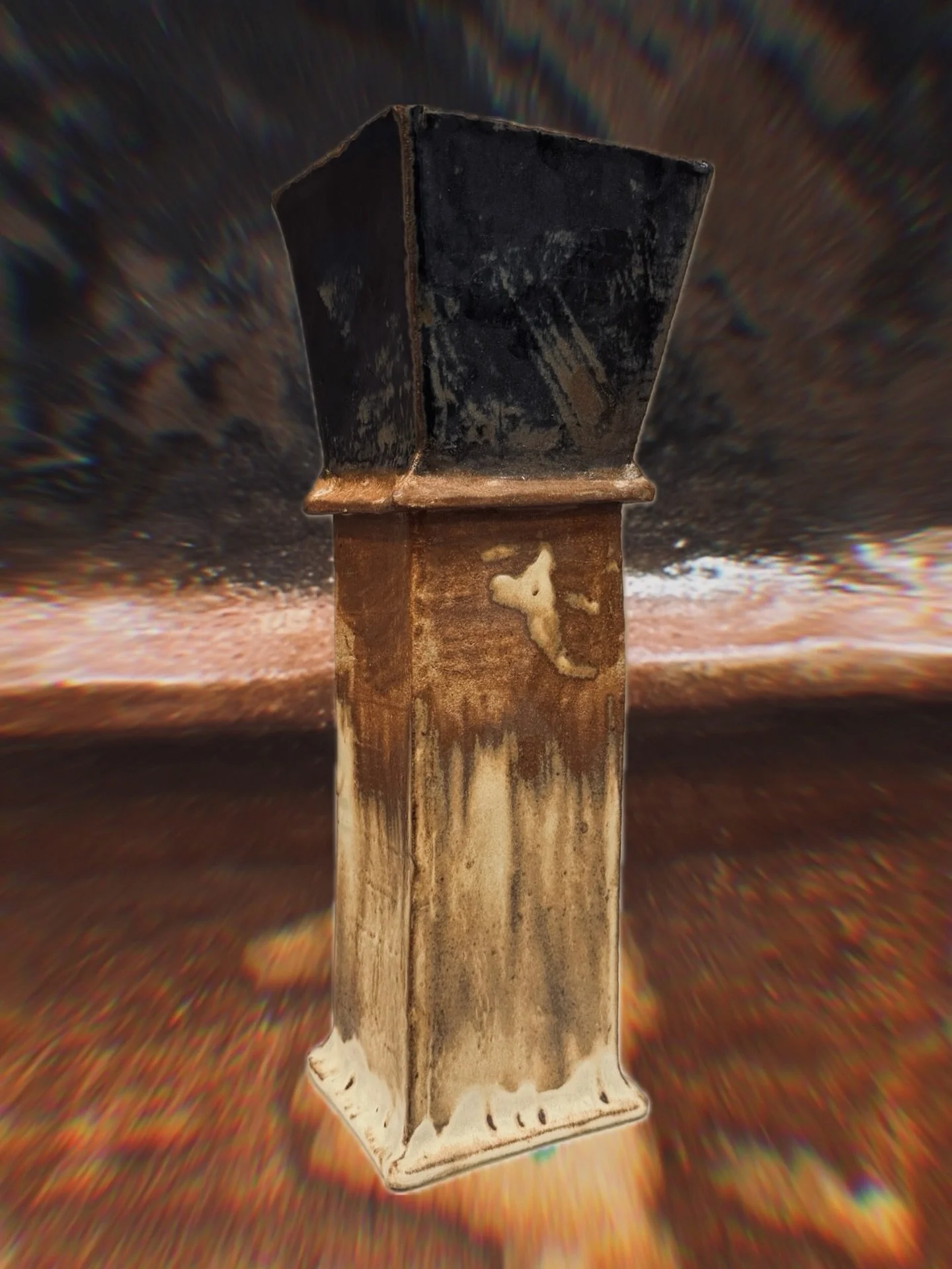 Sculptural and one of a kind 🤎
This ceramic vase features a striking architectural form with rich, earthy glazes and natural variations that feel both raw and refined. A statement piece on its own or styled with simple branches to let its shape and 