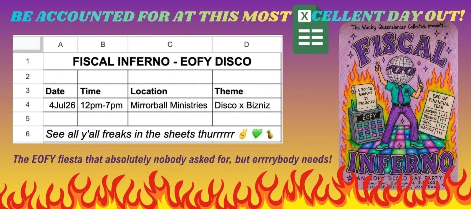 Fiscal inferno an eofy disco day party