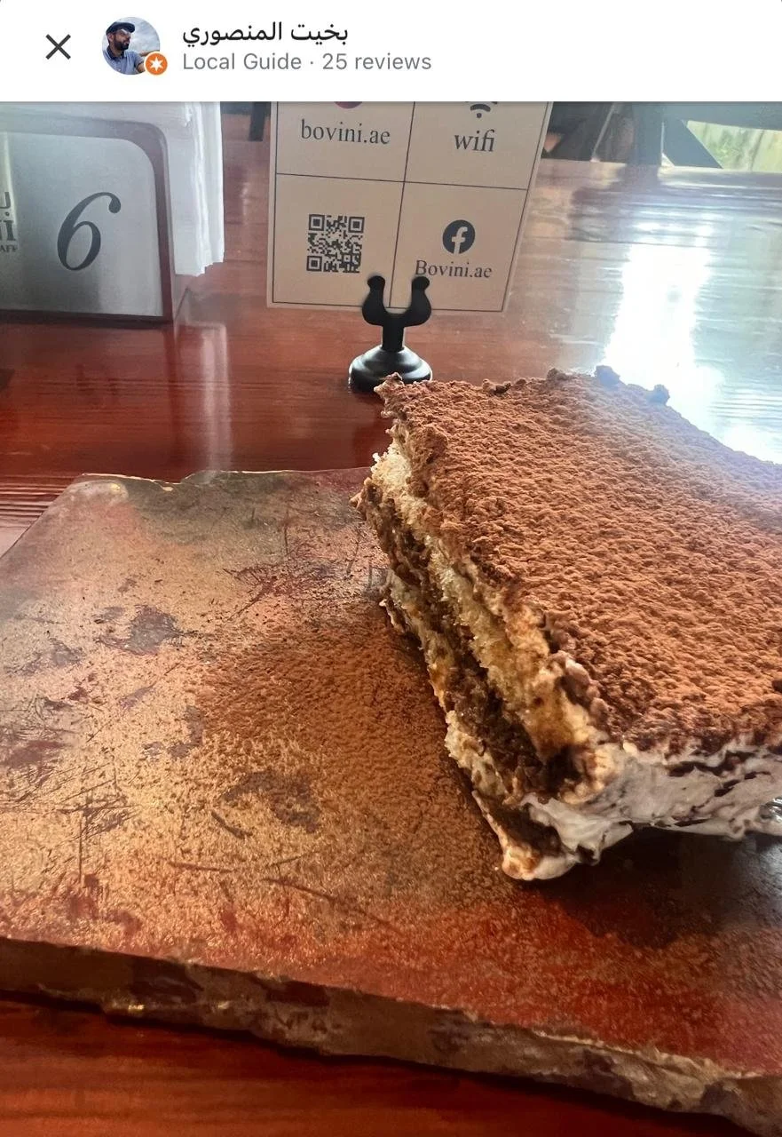 Tiramisú from five stars google review