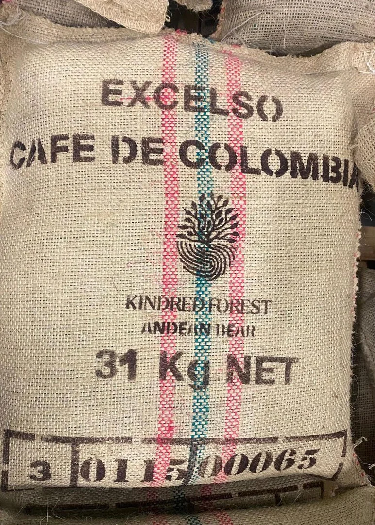 kindred forest brand logo on sack of coffee
