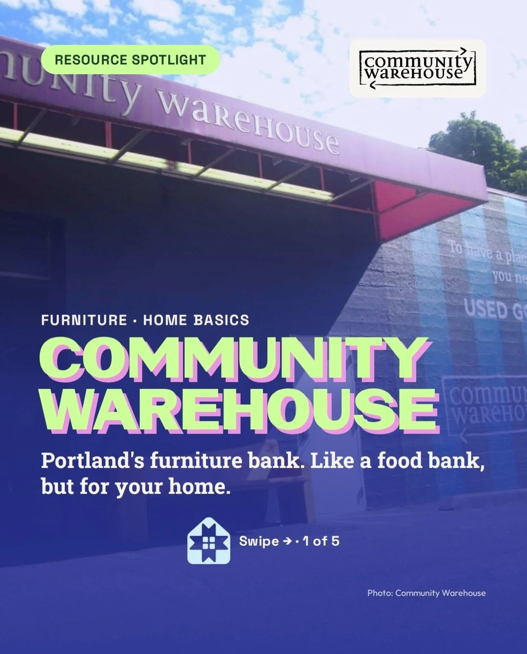 Wanna furnish a 4bed apartment for a family of 5 in an hour? @communitywarehouse is Portland&rsquo;s furniture bank: beds, tables, dishes and kitchen basics. And they help families turn spaces into homes!

WERQ is a partner agency. We&rsquo;ll book y
