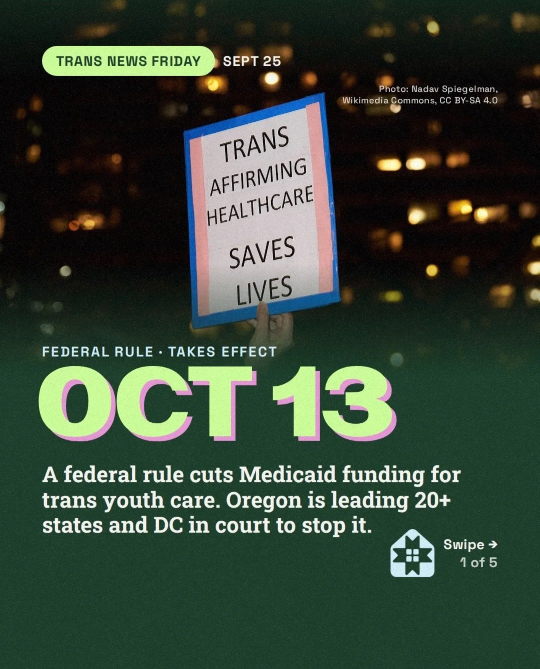 Oct 13: a federal rule cuts Medicaid funding for gender-affirming care for trans youth. Oregon is leading 20+ states and DC in court to stop it.

Right now, OHA says nothing has changed for OHP, and Oregon law still protects this care. Care scheduled