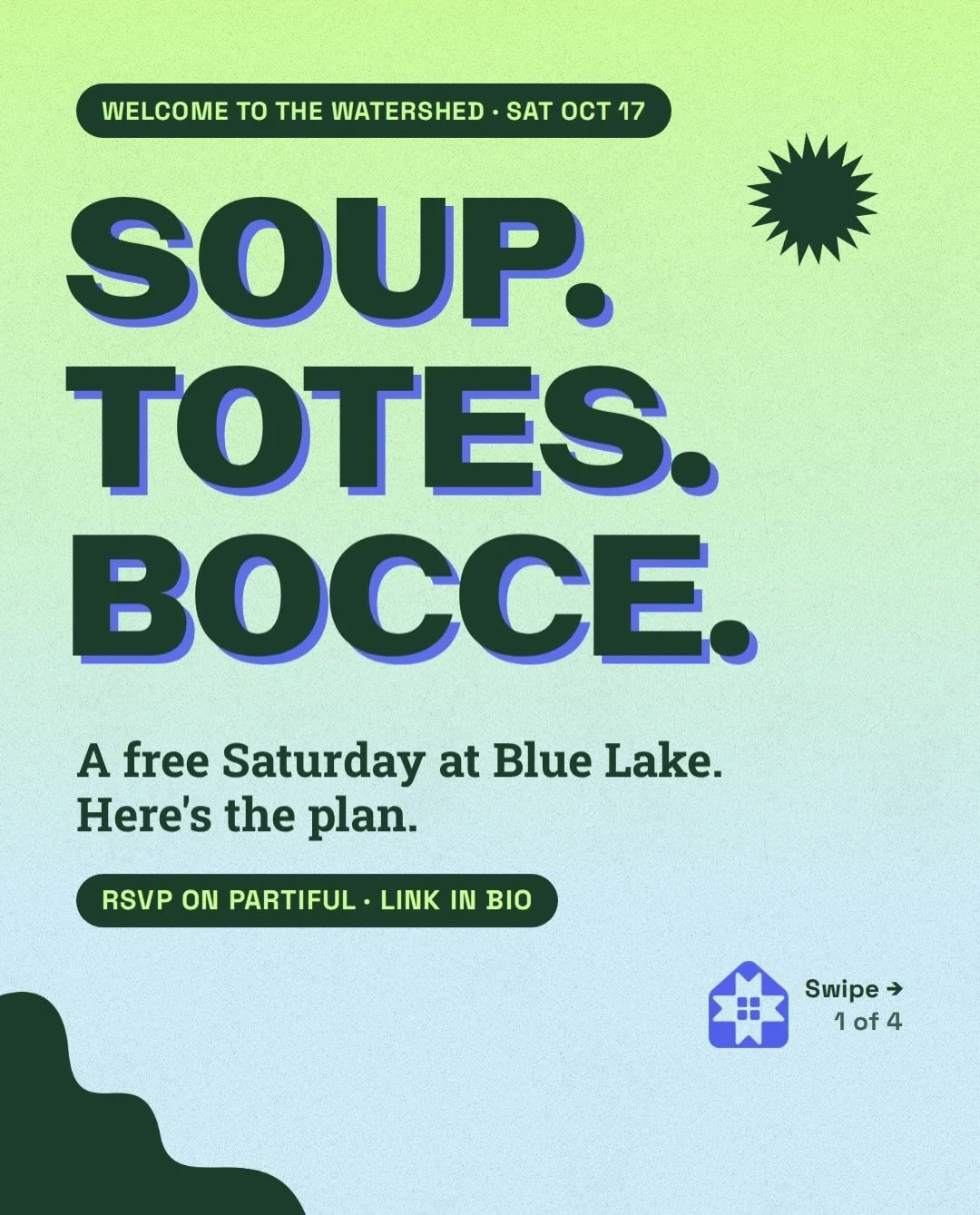 Soup, totes and bocce at Blue Lake 🍲

Welcome to the Watershed is a free Saturday at a nature park for trans, nonbinary and queer folks and their fam. Decorate a pink tote bag, write in a lil&rsquo; journal, be with trees, play bocce and eat hot sou