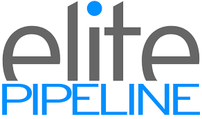 Logo for Elite Pipeline with the word 'elite' in gray and 'PIPELINE' in blue.