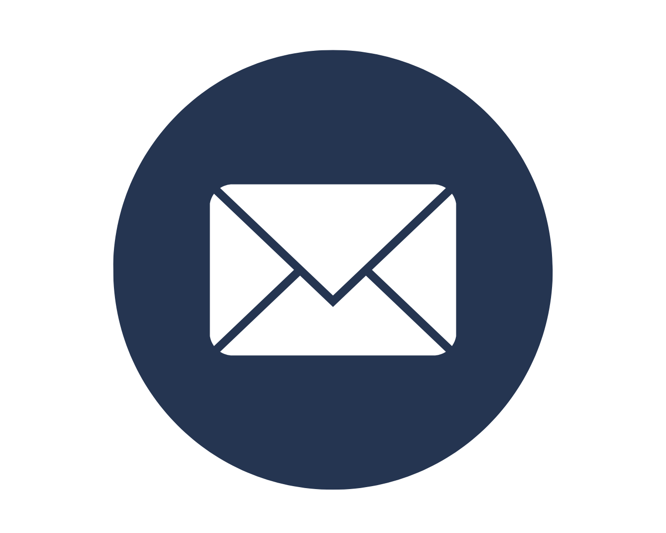 Symbol eines Briefumschlags innerhalb eines blauen Kreises