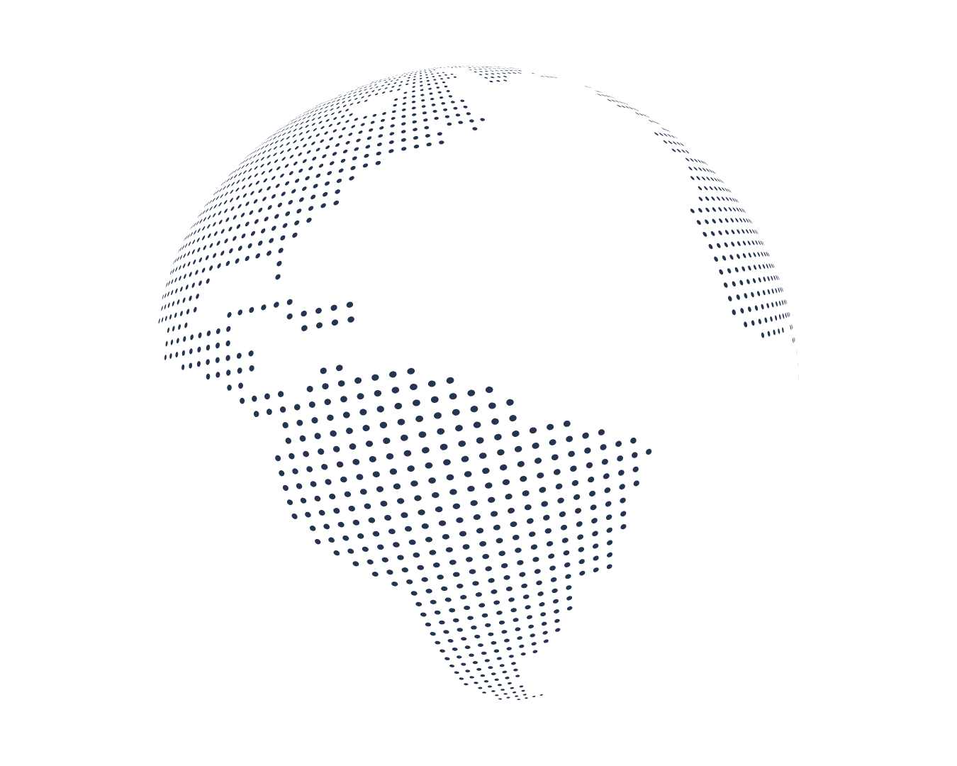 Digitaler Globus aus blauen Punkten auf schwarzem Hintergrund.