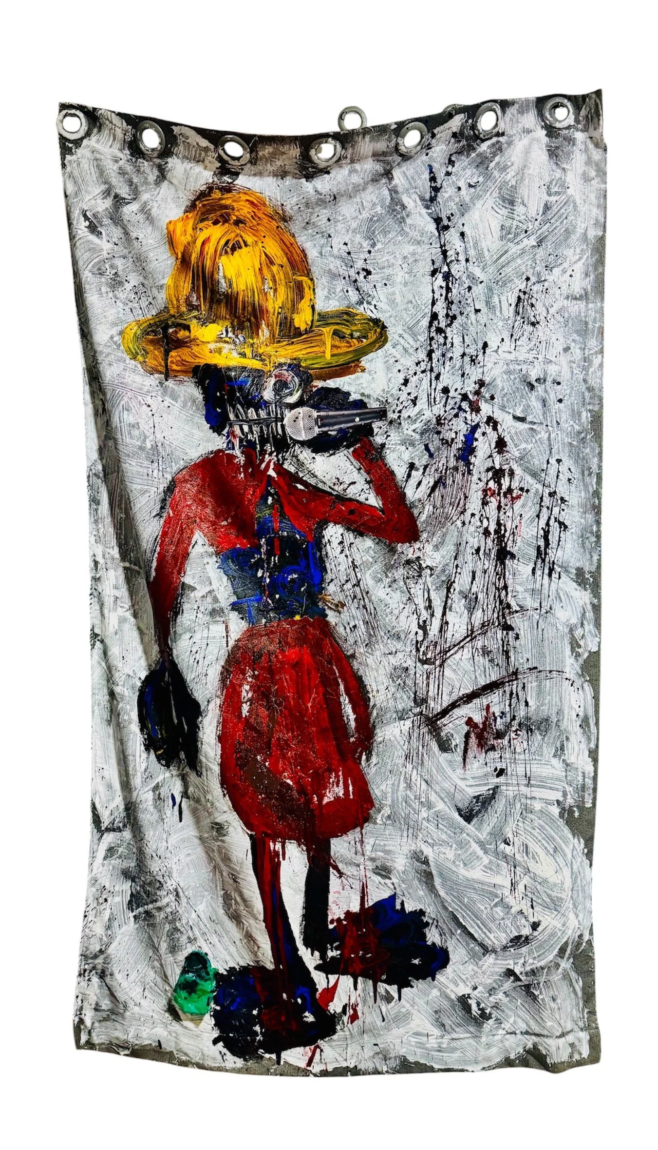 THE SINGER, 2026. Mixed Media on Fabric - 220x140cm
