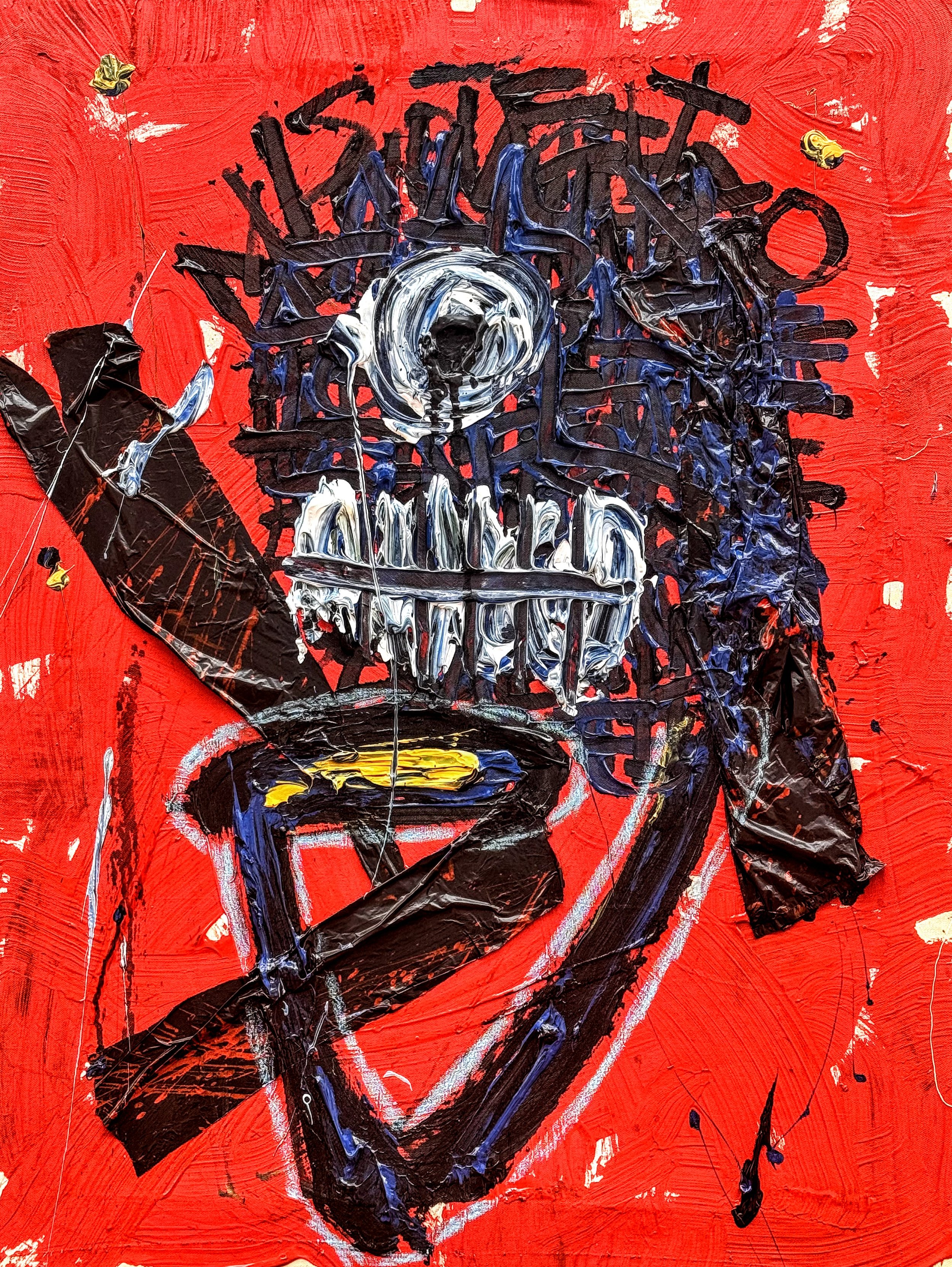 THE THINKER II, 2025. Mixed media on canvas - 80x60x5cm