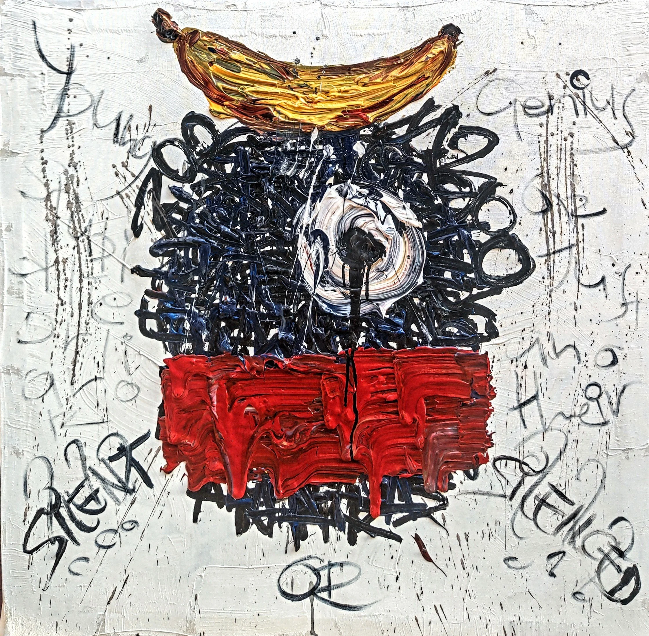 SILENT OR SILENCED, 2025. Acrylic and spray paint on canvas - 100x100x5 cm.