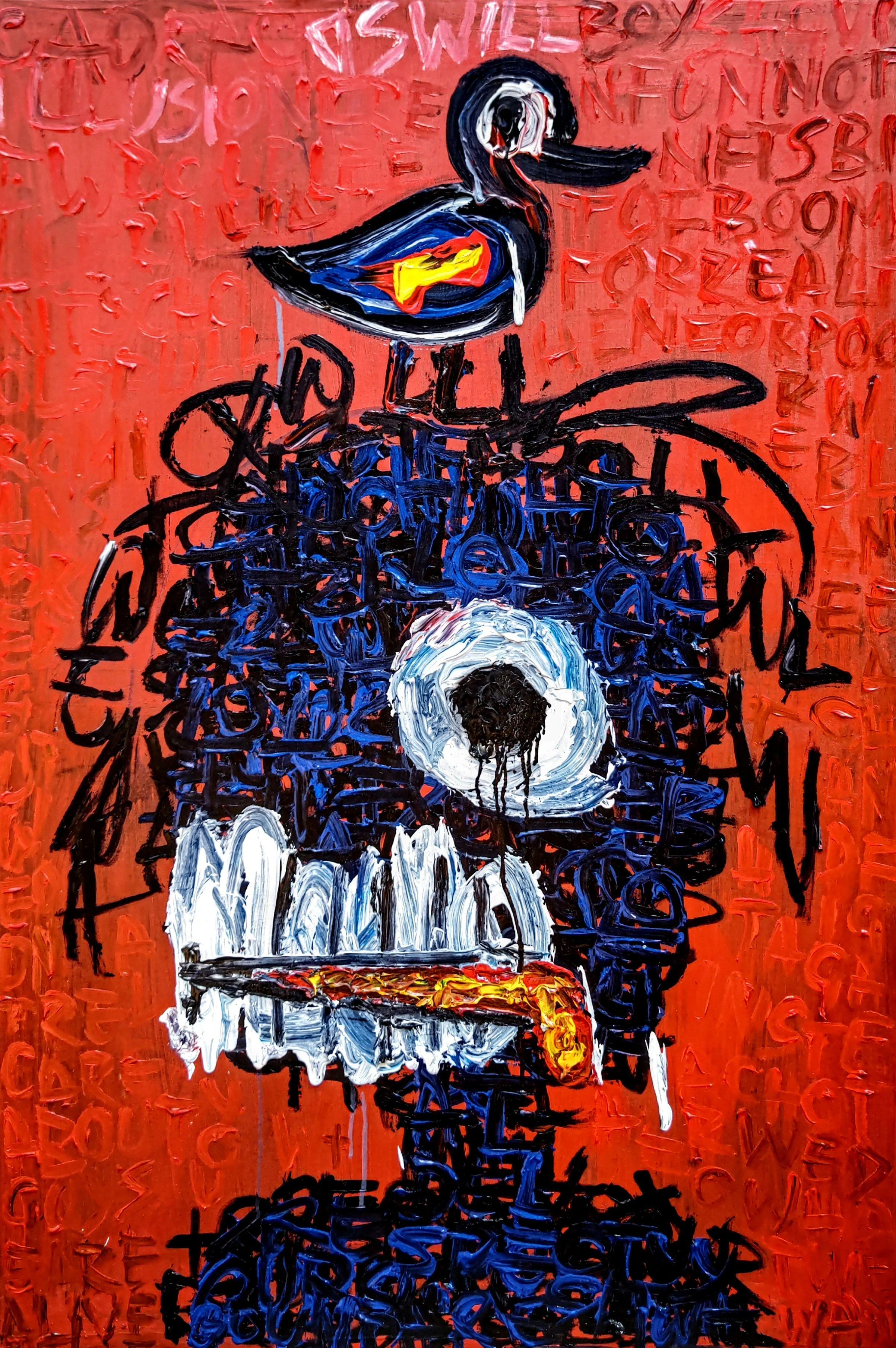 THE ILLUSION OF TIME, 2024. Acrylic and spray paint on canvas - 140x100x5cm.