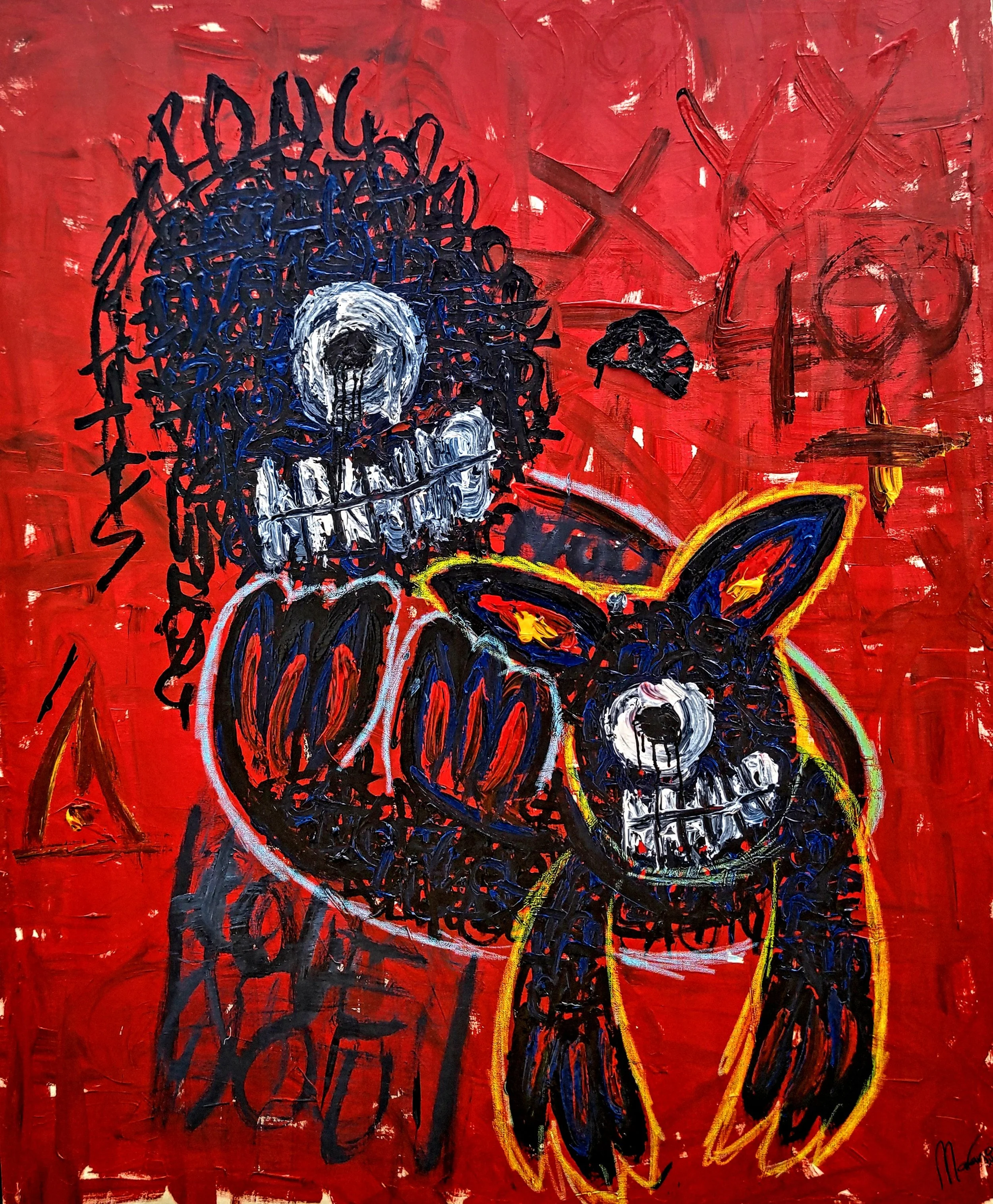 I LOVE YOU I, 2024. Acrylic, oil sticks and spray paint on canvas - 200x150x10cm.