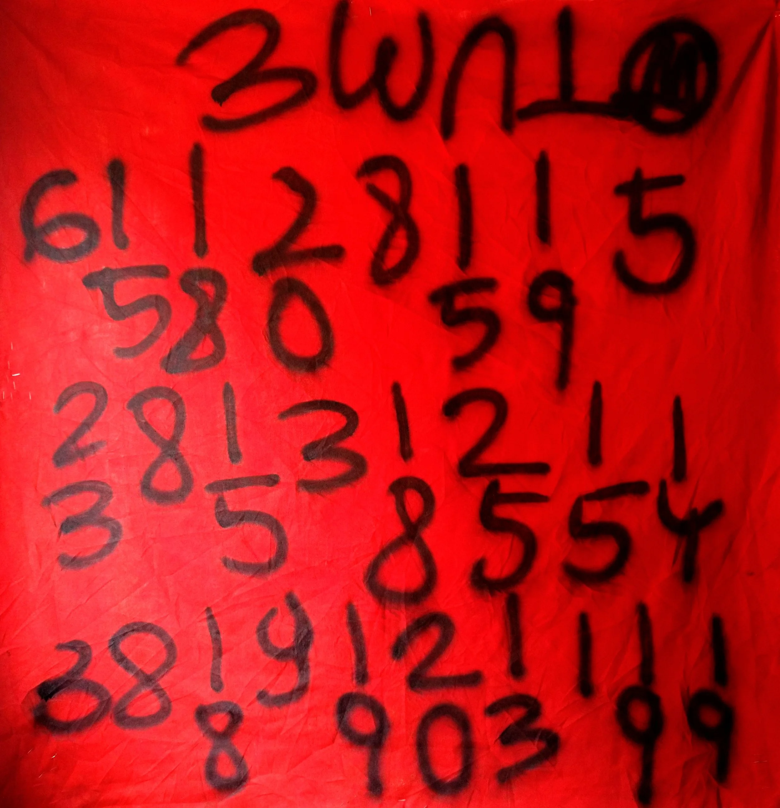 FOR THOSE WHO CRY ON CHRISTMAS, 2023. Acrylic and spray paint on Fabric - 140x140cm.