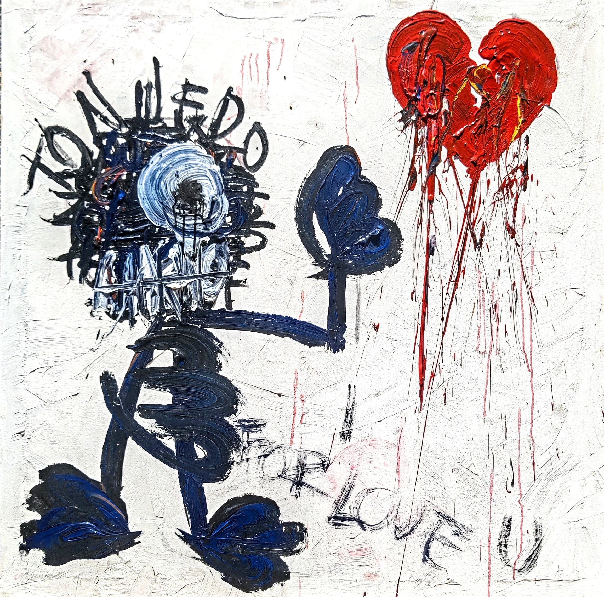 FOR I LOVE U, 2025. Acrylic and spray paint on canvas - 120x120x5cm.