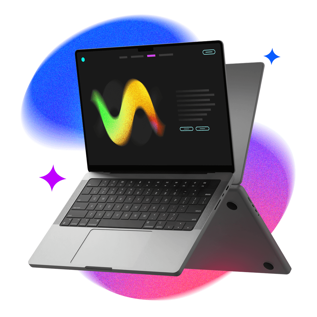 BIld eines Macbooks mit auf einem farbigen Verlauf