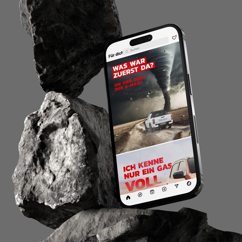 Kollage des Instagram Feed von ISUZU Deutschland. Der Beitrag wurde von Pascal Salewski gestaltet für Social Media