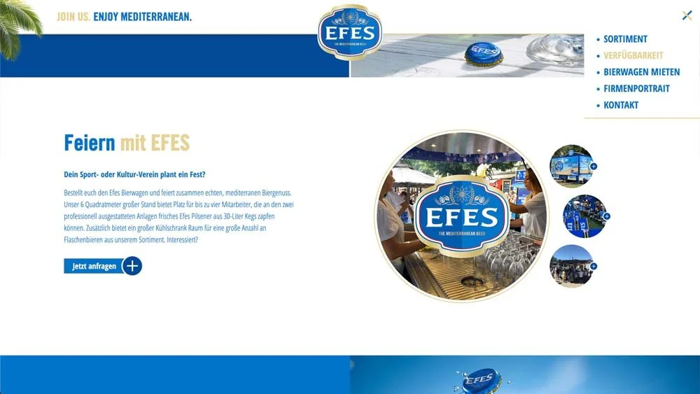EFES Deutschland aus dem Screendesign der Website.