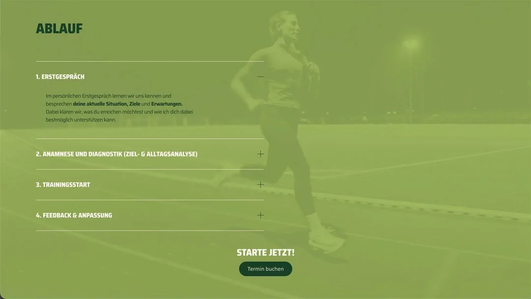 Screenshot von der Website www.endurancesport-hr.de. Hier der Abschnitt "Ablauf"
