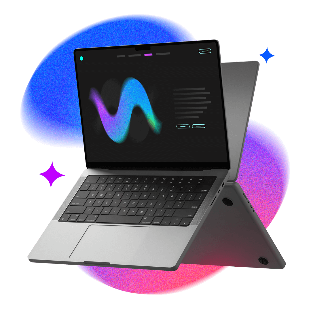 BIld eines Macbooks mit auf einem farbigen Verlauf