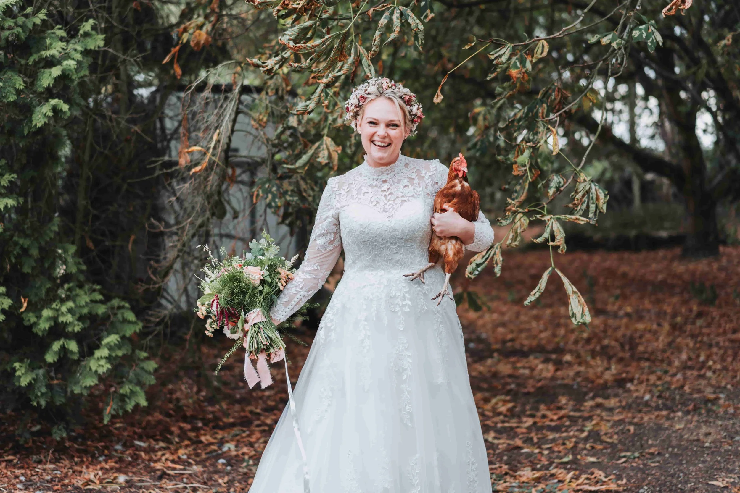 Outdoor farm wedding ceremony in rural Oxfordshire