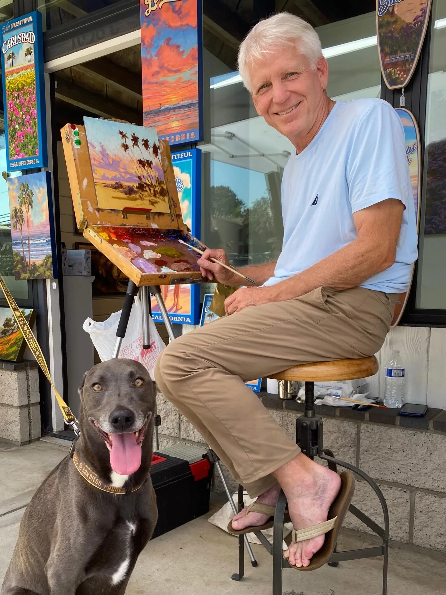 A seasoned Encinitas Arts Alive banner artist, Jim McConlogue captures the charm of coastal California through his oil paintings, created both en plein air and in his studio. 

Since 2006, his beloved banner designs have also been available as fine a