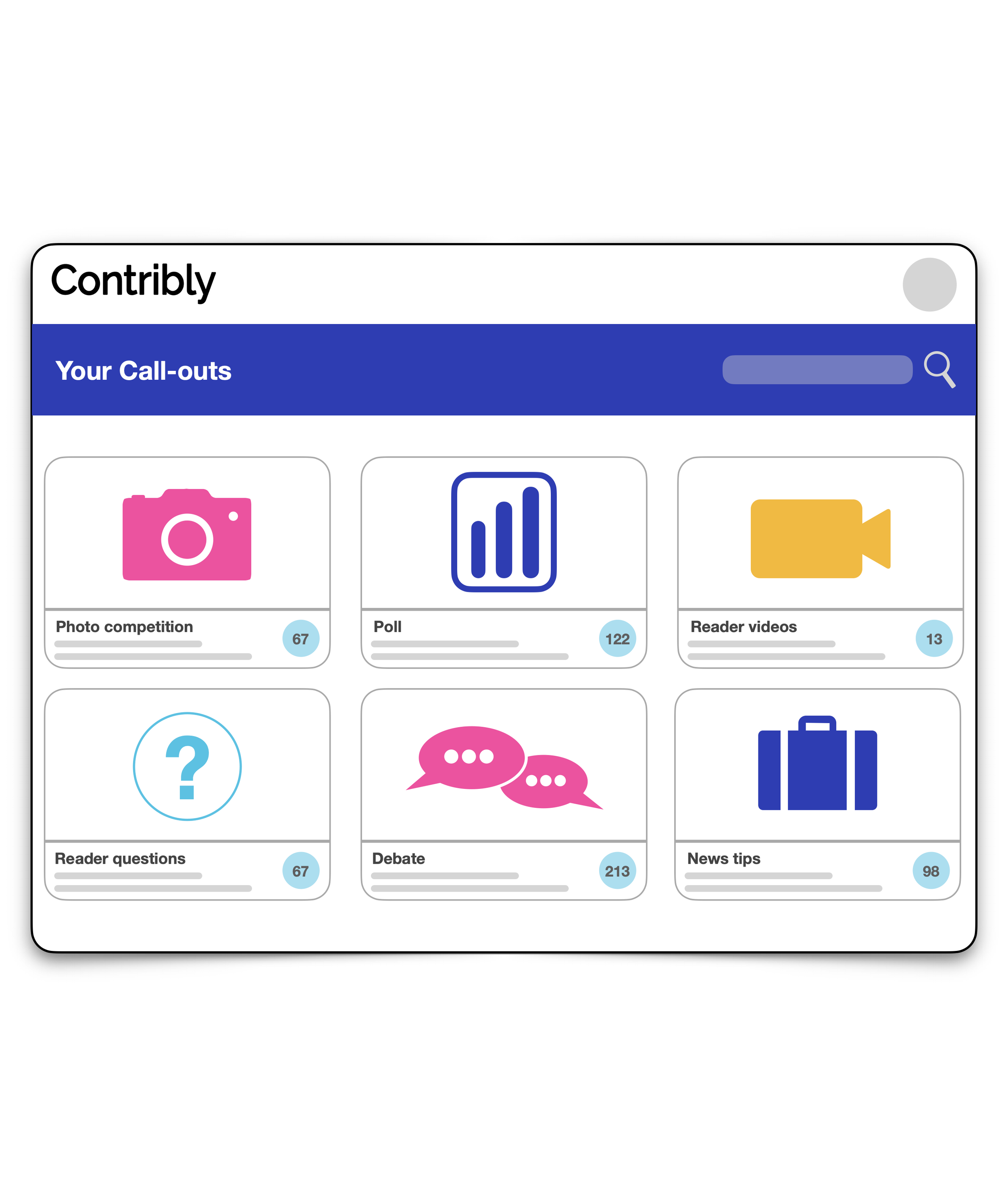 Call-out screen with all the types of reader call-outs journalists can create