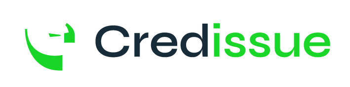 CREDissue logo with a green checkmark icon and bold black and green text.