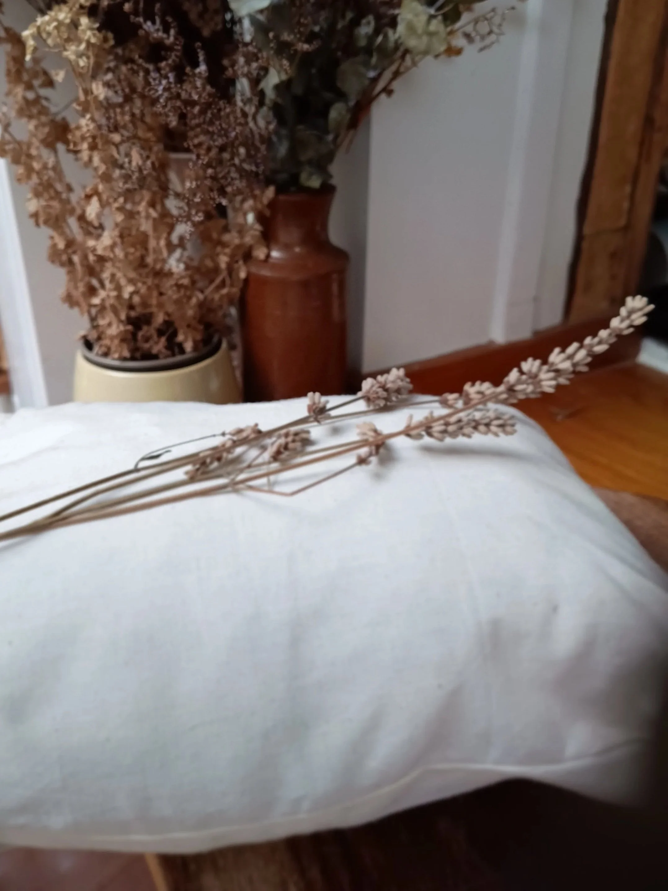 Calico Cotton Pillow stuffed with sheeps wool