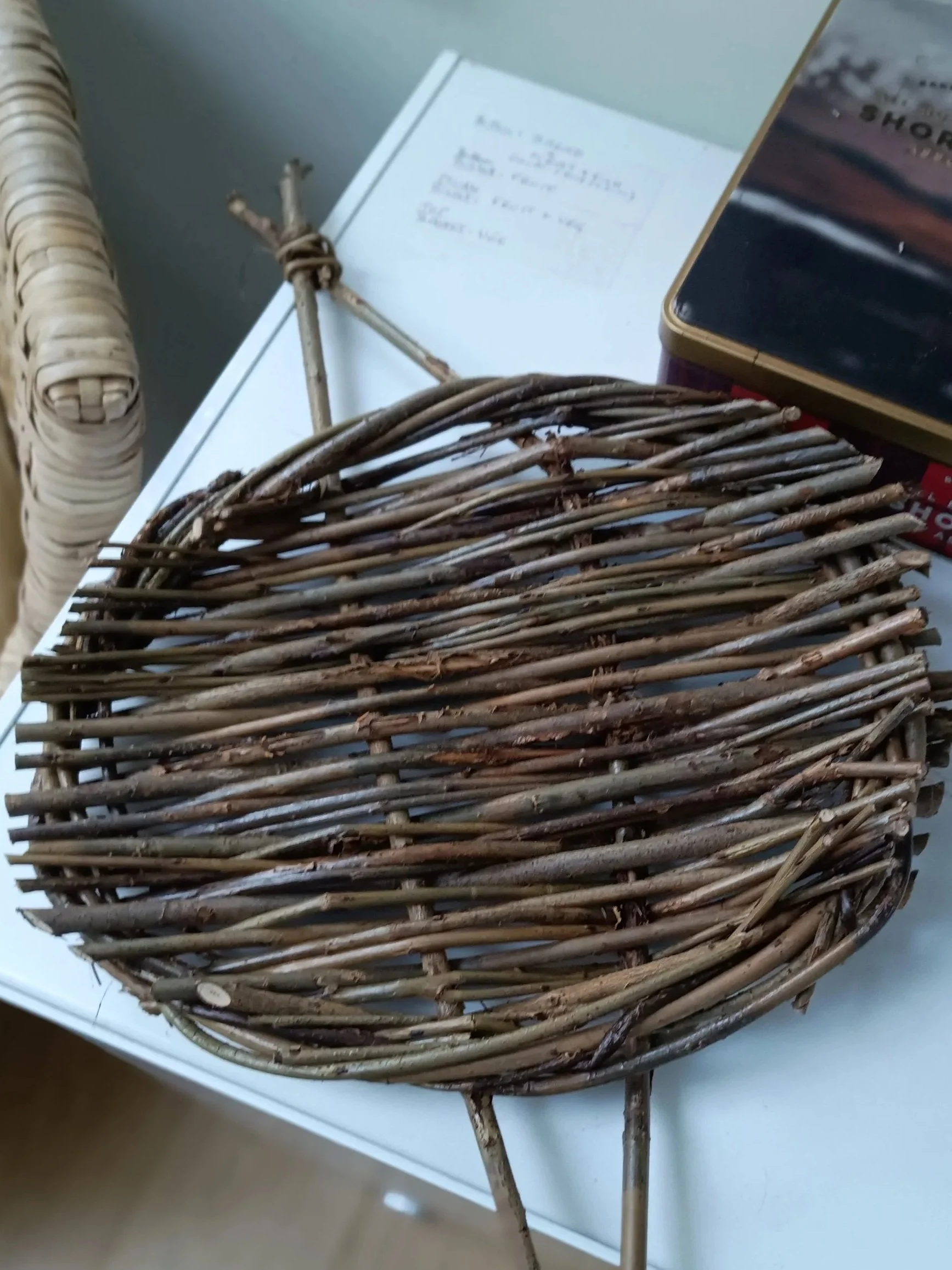 wicker willow serving tray platter made at willow weaving class Edinburgh