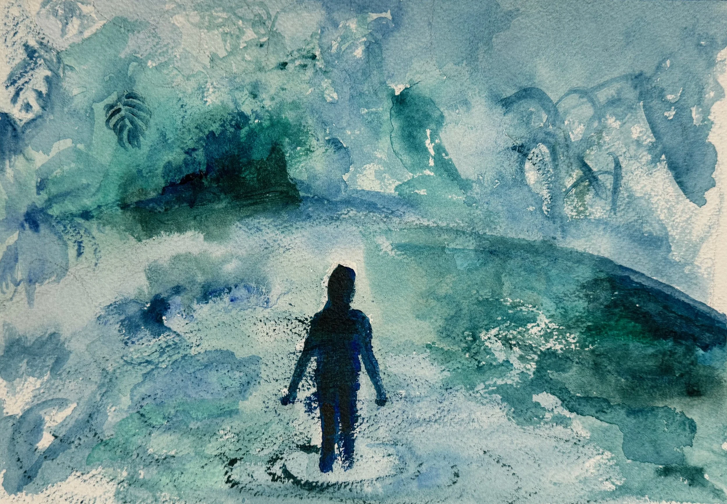The Pond I (2024)
Acrylic on bamboo paper | 21 x 30cm