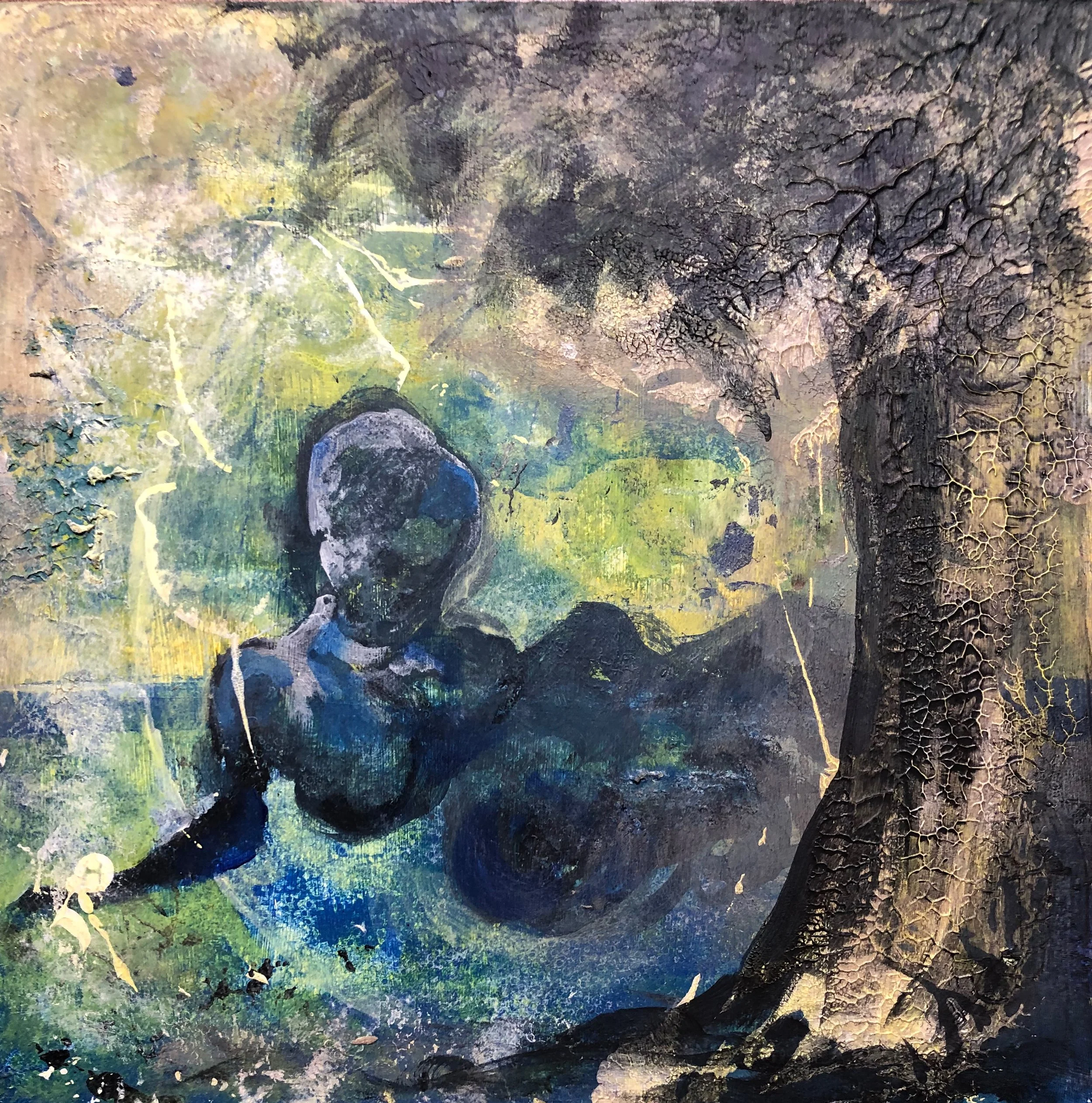 Rebirth (2022)
Acrylic on board | 30 x 30cm (framed) 