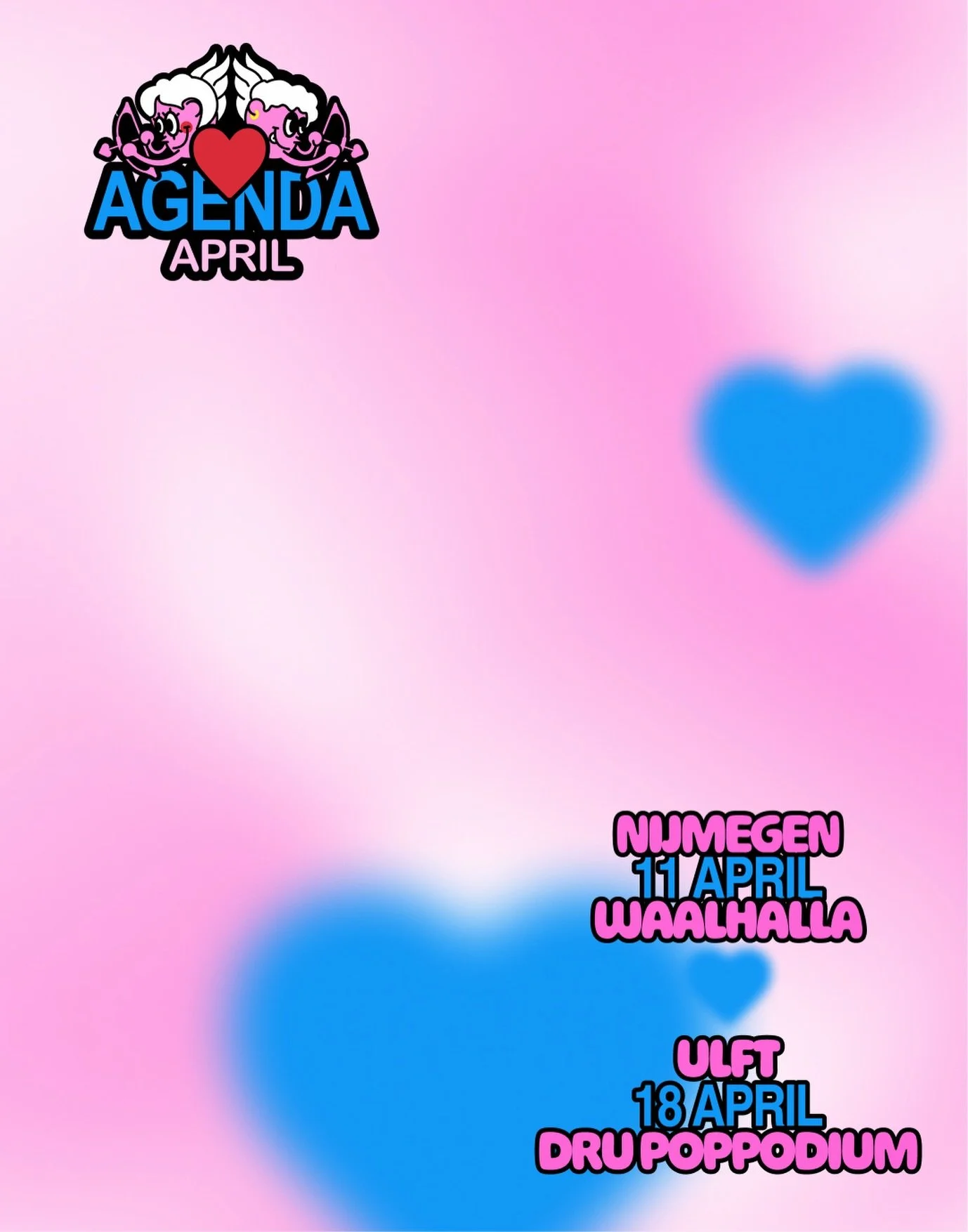 Deze maand komen wij langs bij: @waalhalla op 11 april en @drupoppodium op 18 april 💕 Wij hebben er zin in! Kom jij ook? Tickets via de link in onze bio 💖