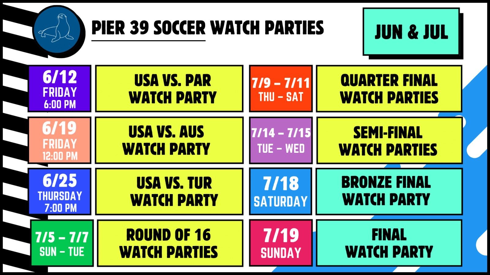 PIER39 Soccer Watch Parties