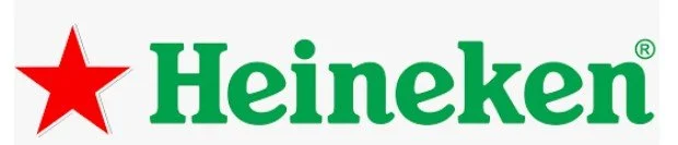 Heineken logo with a red star and green text.