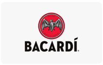 Bacardi logo featuring a bat symbol above the brand name.