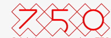 Three red numbers: 7, 5, and 0, on a background of red diamond shapes.