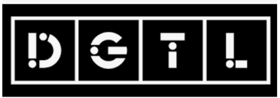 A black and white graphic with the word 'DIGITAL' spelled out in stylized, bold letters inside black squares.
