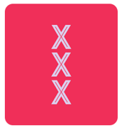 Pink background with three white X's arranged vertically.