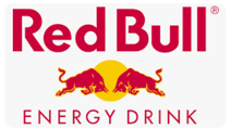 Red Bull energy drink logo with two red bulls charging toward each other over a yellow sun disc and the text 'Red Bull ENERGY DRINK' in red