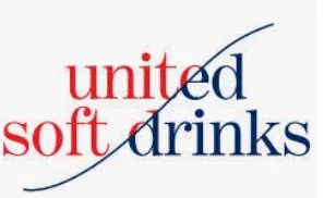 United Soft Drinks logo with red and blue text.