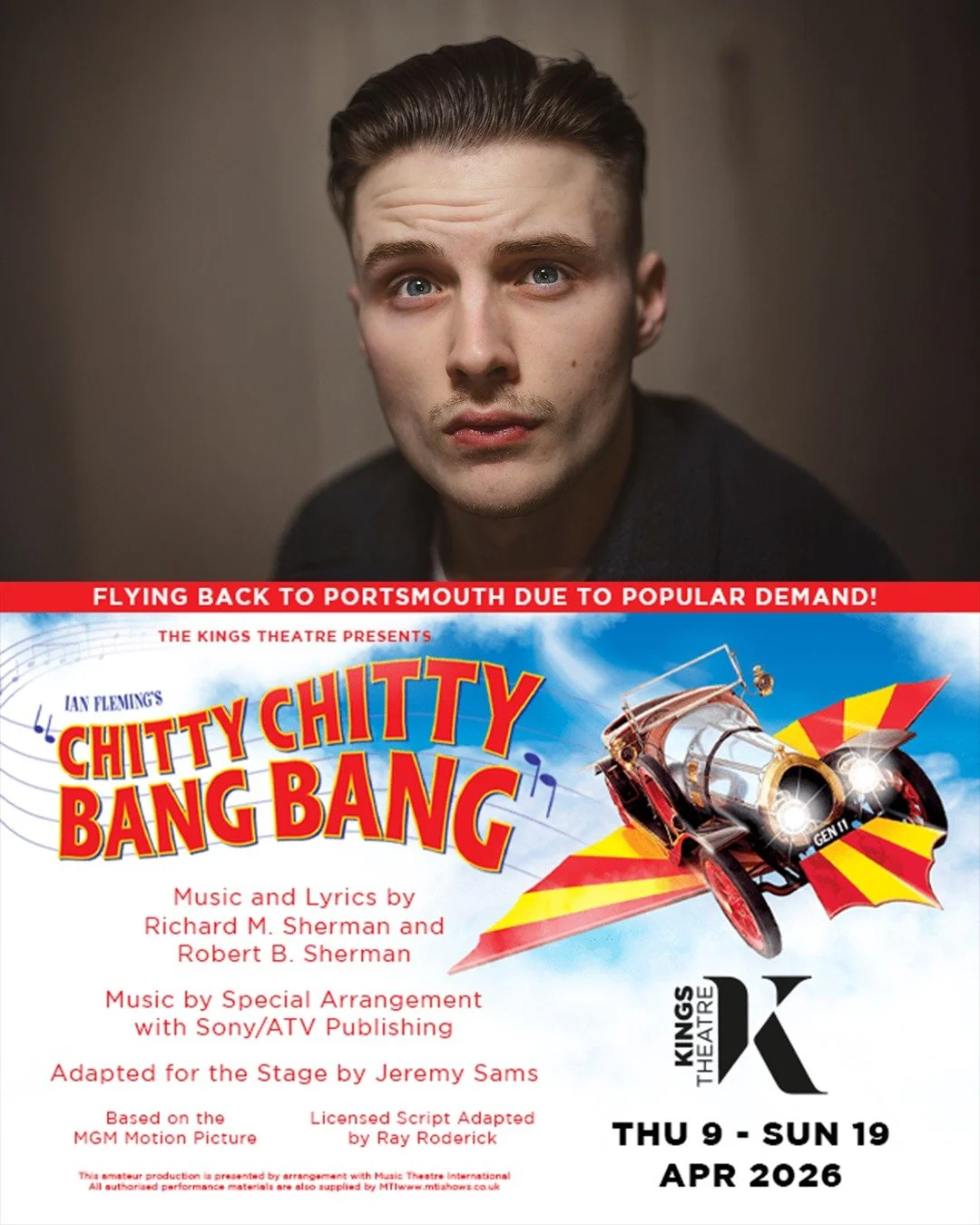 I&rsquo;m beyond excited to announce that I&rsquo;ll be back at The Kings Theatre, next April, playing Boris in Chitty Chitty Bang Bang! 🚗💨✨

I honestly can&rsquo;t wait &mdash; not just because it&rsquo;s such a truly scrumptious show, but because