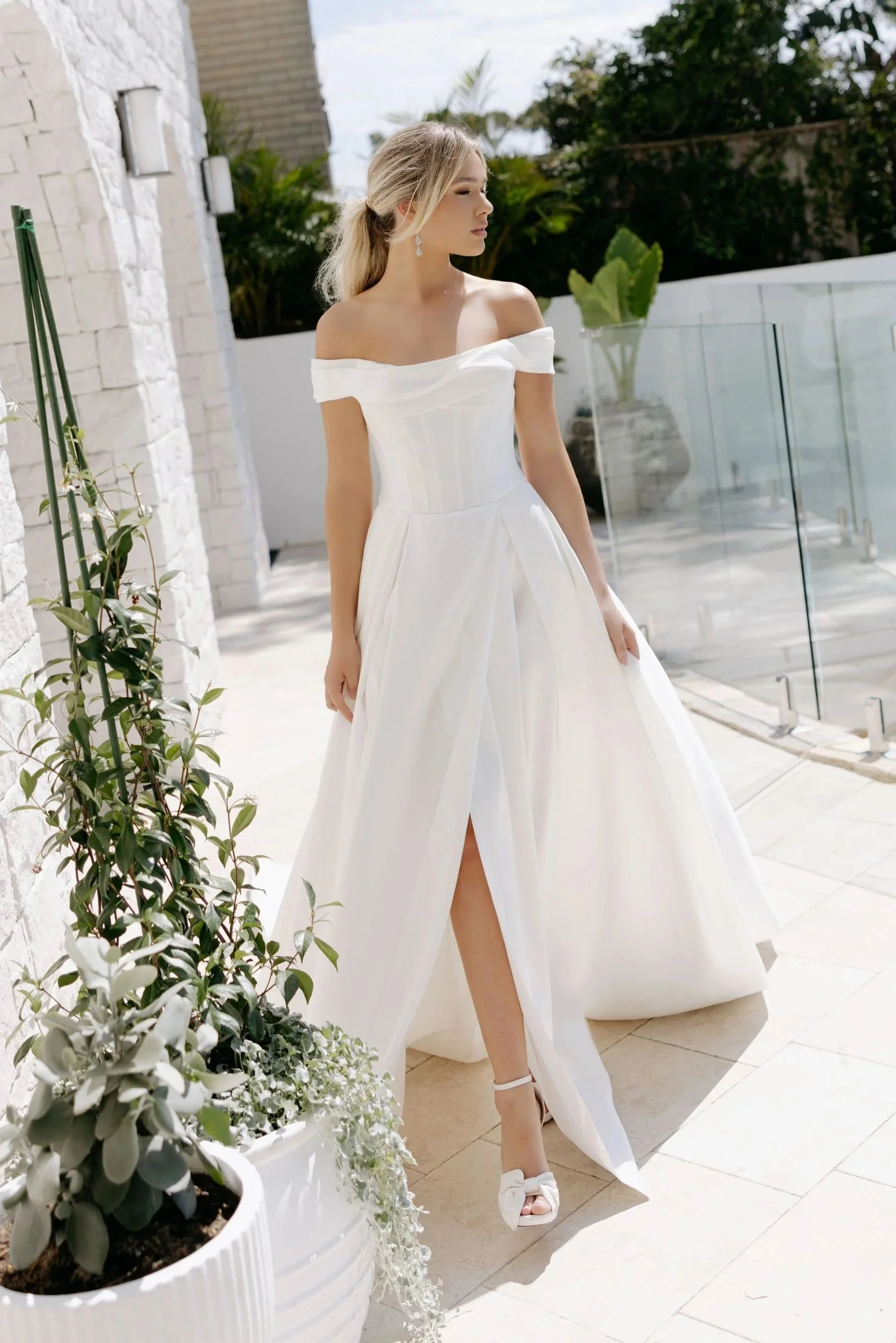 Baron off the shoulder sample wedding dress