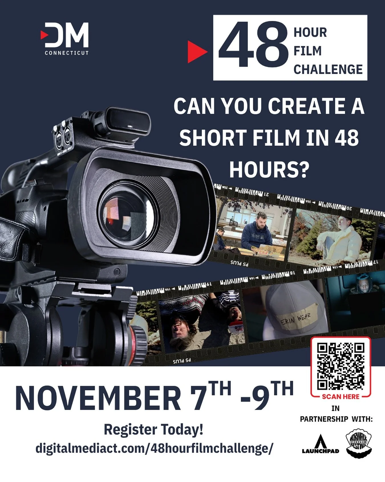 The Digital Media CT 48-Hour Film Challenge is back &mdash; a whirlwind weekend where filmmakers, storytellers, and dreamers write, shoot, and edit a short film in just 48 hours.

Show off your creativity, teamwork, and storytelling skills for a chan