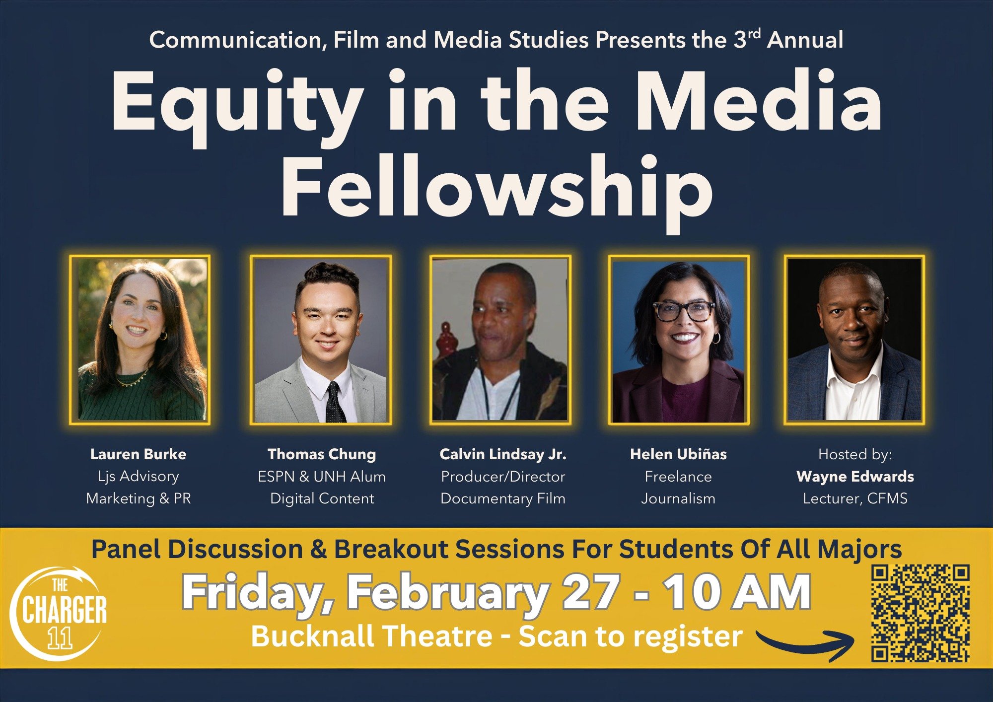 ⏳ 1 week away! 

The 3rd Annual Equity in the Media Fellowship is almost here. Hear directly from media professionals, participate in interactive breakout sessions, and engage in meaningful conversations about the industry.

📅 Feb 27 | 📍 Bucknall T