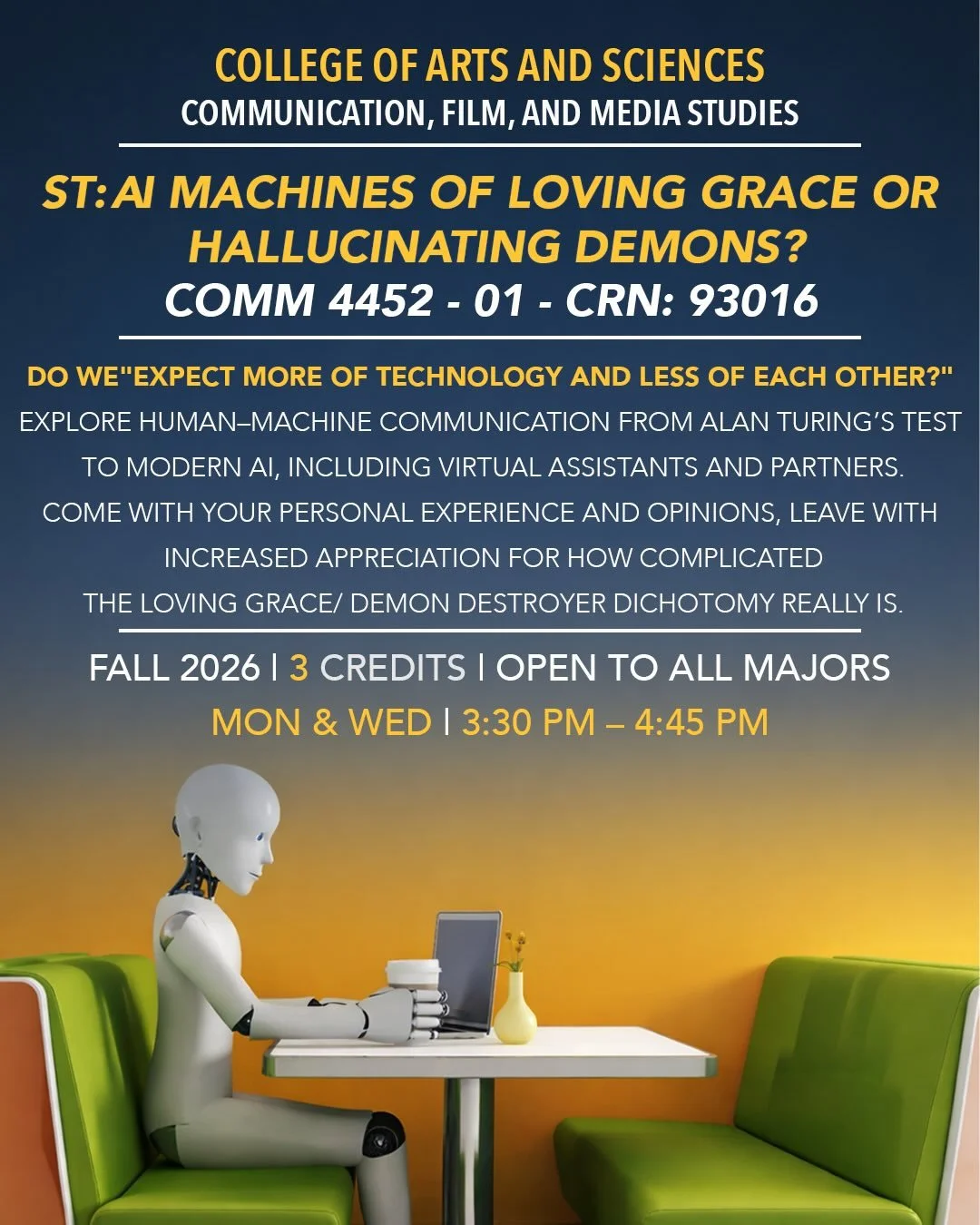 Fall 2026 course spotlight 📚
Take a look at 5️⃣ of our special topic courses for the  Fall 2026 semester! Explore special topics from AI and social media strategy to digital editing and photojournalism.