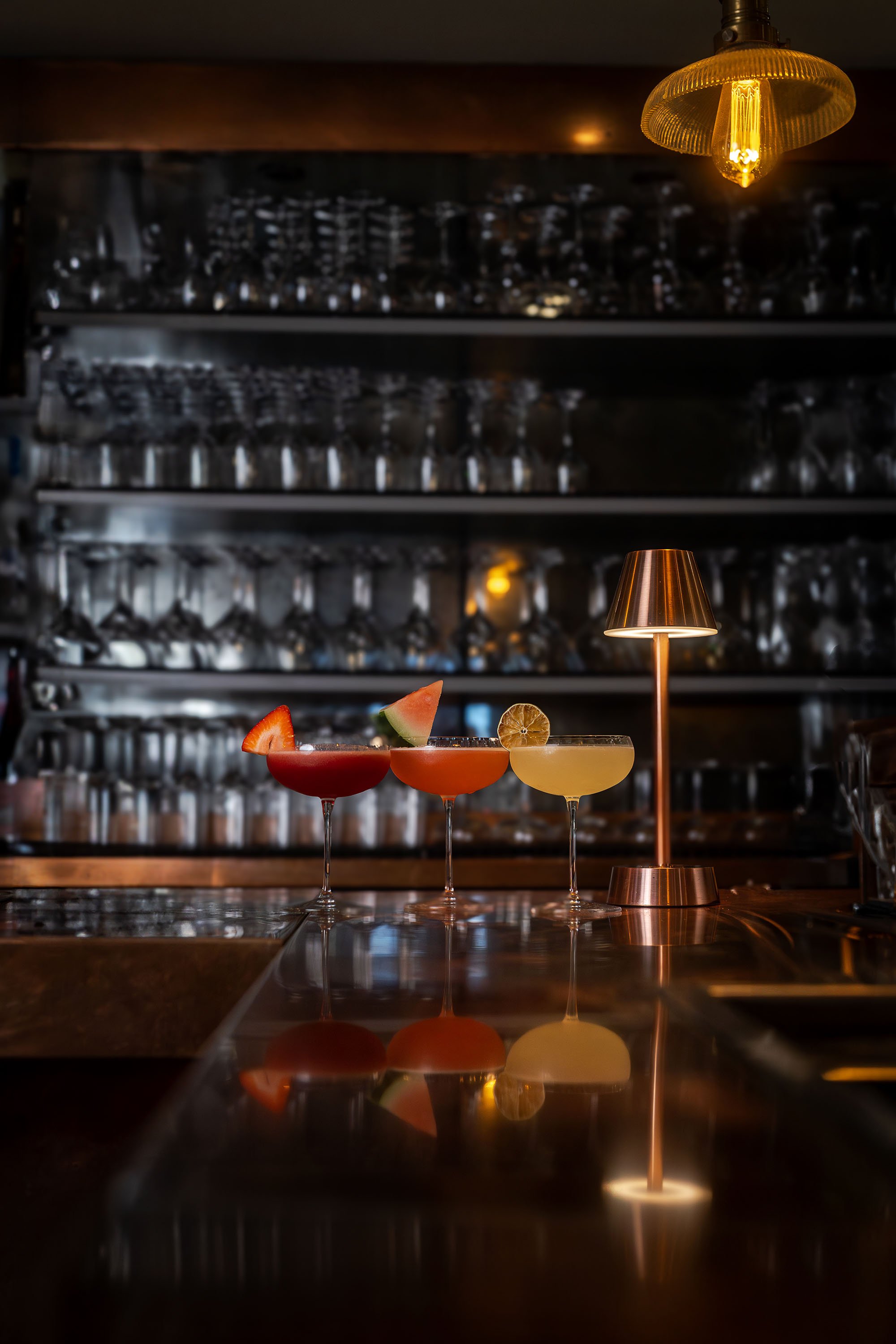 Hospitality photography - drinks in a bar