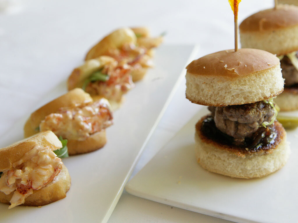 Mini burgers and bite-sized sandwiches