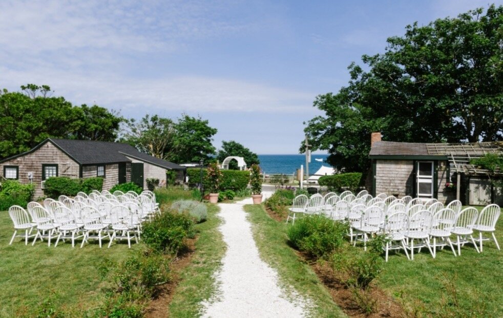 An outdoor wedding setup at The Summer House